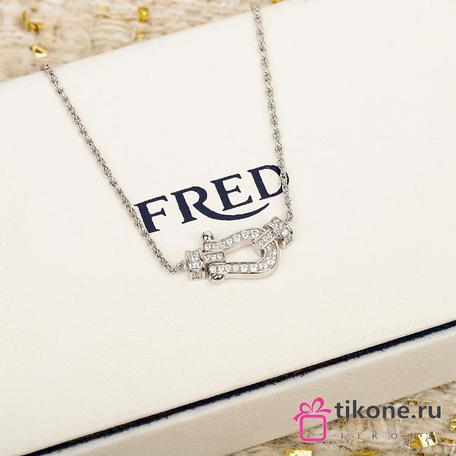 Fred Force 10 Necklace Medium Model 18k White Gold And Diamonds 7B0235 - 1