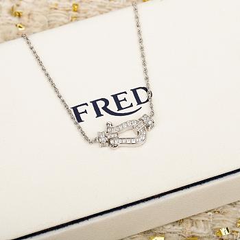 Fred Force 10 Necklace Medium Model 18k White Gold And Diamonds 7B0235