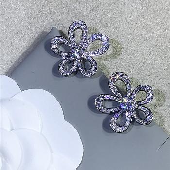 VCA Flowerlace Earrings 18k White Gold Diamond VCARP05100