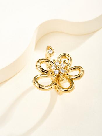 VCA Flowerlace Between The Finger Ring 18k Yellow Gold Diamond VCARPME000