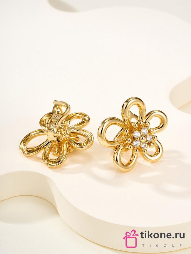 VCA Flowerlace Earrings 18k Yellow Gold Diamond VCARPME100 - 1
