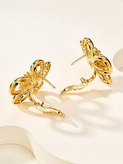 VCA Flowerlace Earrings 18k Yellow Gold Diamond VCARPME100 - 4