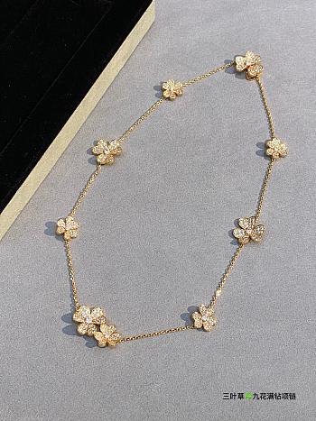 VCA Frivole Necklace 9 Flowers 18k Yellow Gold Diamond VCARN25400