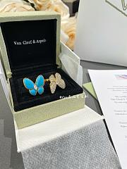 VCA Two Butterfly Between the Finger Ring 18K Yellow Gold Diamond Turquoise VCARP7UZ00 - 4