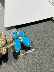 VCA Two Butterfly Between the Finger Ring 18K Yellow Gold Diamond Turquoise VCARP7UZ00 - 3
