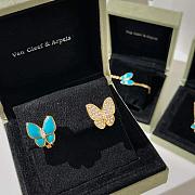 VCA Two Butterfly Earrings 18K Yellow Gold Diamond Turquoise VCARP7US00 - 1