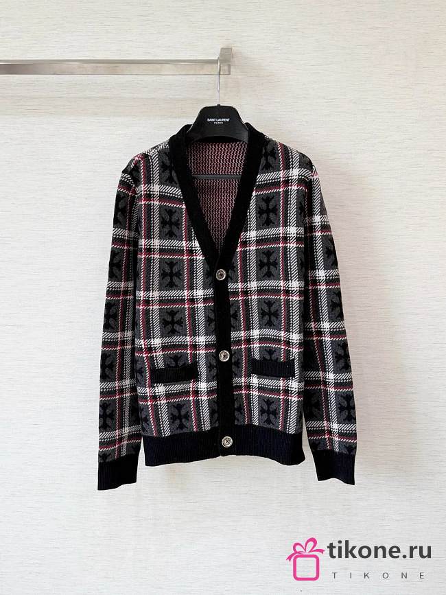 Chrome Hearts Mama Tried Plaid Cardigan Black/ Red - 1