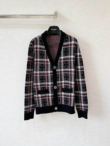 Chrome Hearts Mama Tried Plaid Cardigan Black/ Red