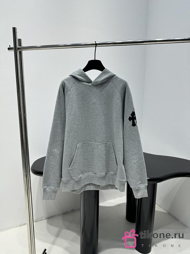 Chrome Hearts Paper Jam Cross Hoodie Gray - 1