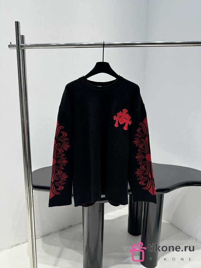 Chrome Hearts Cashmere Cross Patch Sweater Black/ Red - 1