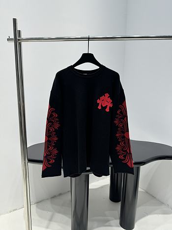 Chrome Hearts Cashmere Cross Patch Sweater Black/ Red