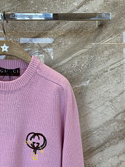 Gucci Wool Cashmere Sweatshirt With Embroidery In Pink  - 2