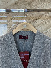 Gucci Wool Cashmere Cardigan With Embroidery In Grey - 5