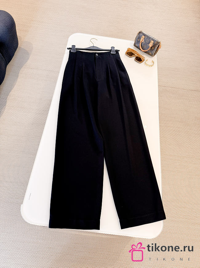 LV Tailored Wide-Leg Wool Pants Black 1AJFOR - 1