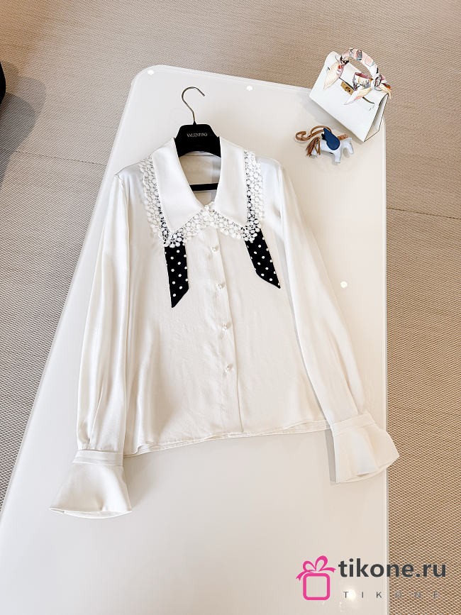 Valentino Garavani Crepe De Chine Shirt in Natural - 1