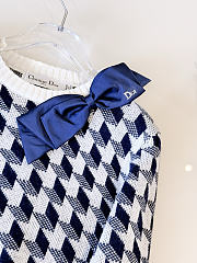 Dior Cropped Sweater Navy Blue and White Houndstooth Wool Knit  - 6