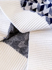 Dior Cropped Sweater Navy Blue and White Houndstooth Wool Knit  - 3