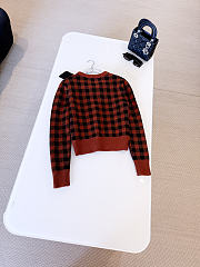 Dior Cropped Sweater Brown and Black Houndstooth Wool Knit - 3