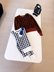 Dior Cropped Sweater Brown and Black Houndstooth Wool Knit - 2