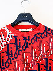 Dior Oblique Sweater Red Wool Jacquard - 5