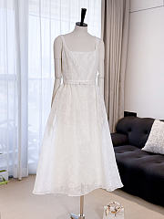 Dior Long Belted Dress Ecru Silk Organza with Millefiori Motif - 1