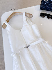 Dior Long Belted Dress Ecru Silk Organza with Millefiori Motif - 6