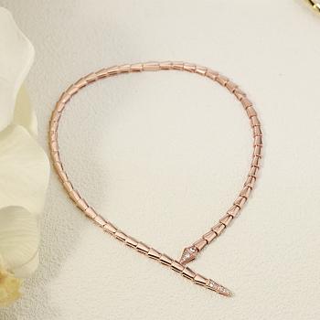 Serpenti Viper Necklace Rose Gold with Diamonds 357793