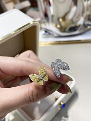 VCA Two Butterfly Between The Finger Ring 18k White Gold Diamond Sapphire VCARA13600 - 4
