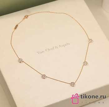 VCA Fleurette Necklace 5 Flowers 18K White/ Rose Gold Diamond