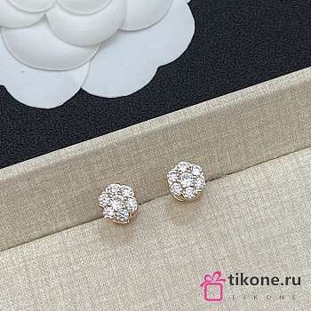 VCA Fleurette Earrings 18K White/ Rose Gold Diamond 
