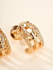 Fred Force 10 Rise Earrings Small Model 18k Rose Gold Diamonds Half Paved 8B0341 - 3