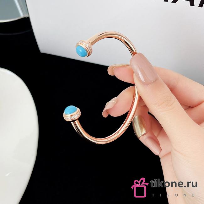Piaget Possession Open Bangle Bracelet In 18K Rose Gold with Turquoise G36PA200 - 1