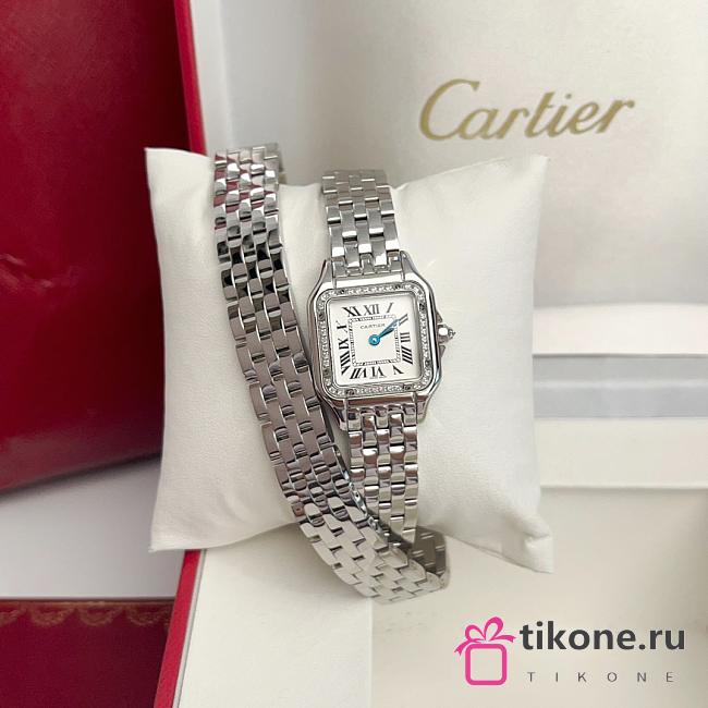 Panthere De Cartier Watch Doulbe Chain Small Model White Gold Diamonds 22x30mm - 1