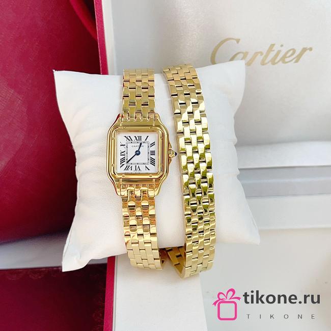 Panthere De Cartier Watch Doulbe Chain Small Model Yellow Gold 22x30mm - 1