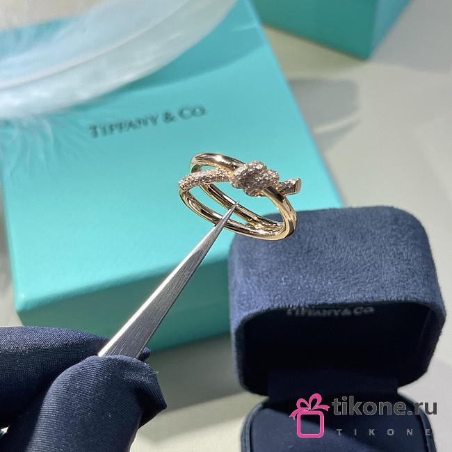 Tiffany Knot Double Row Ring in Yellow Gold with Diamonds - 1