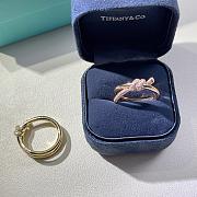 Tiffany Knot Double Row Ring in Yellow Gold with Diamonds - 4