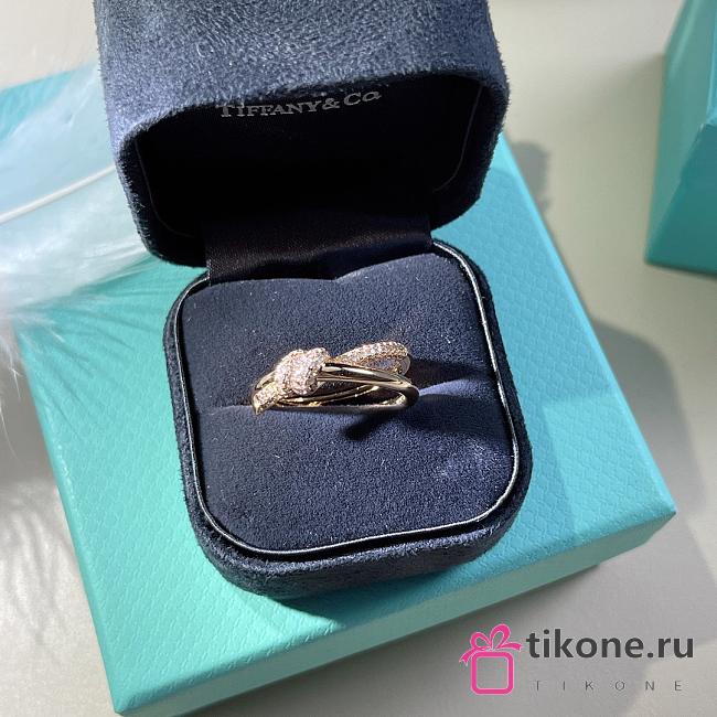 Tiffany Knot Double Row Ring in Rose Gold with Diamonds - 1