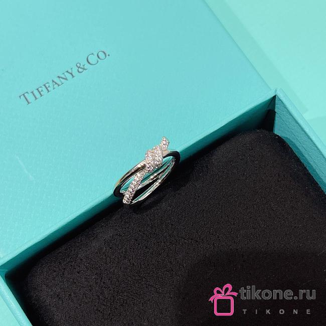 Tiffany Knot Double Row Ring in White Gold with Diamonds - 1