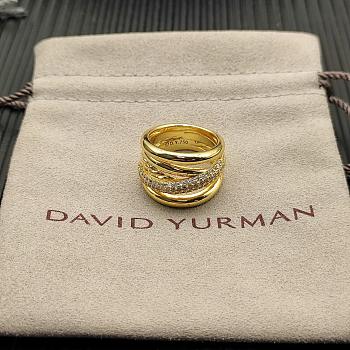 David Yurman Pave Crossover Five Row Ring 18k Yellow Gold With Diamonds 17.7mm