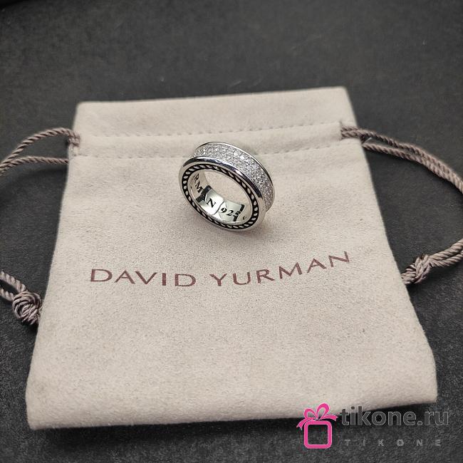 David Yurman Mens Streamline Pave Three Row Band Ring in Sterling Silver 8.5mm  - 1