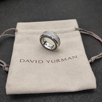 David Yurman Mens Streamline Pave Three Row Band Ring in Sterling Silver 8.5mm 