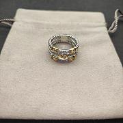 David Yurman Petite Helena Wrap Three Row Ring Sterling Silver With 18k Yellow Gold And Diamonds 12mm - 5