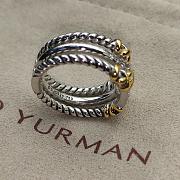 David Yurman Petite Helena Wrap Three Row Ring Sterling Silver With 18k Yellow Gold And Diamonds 12mm - 3