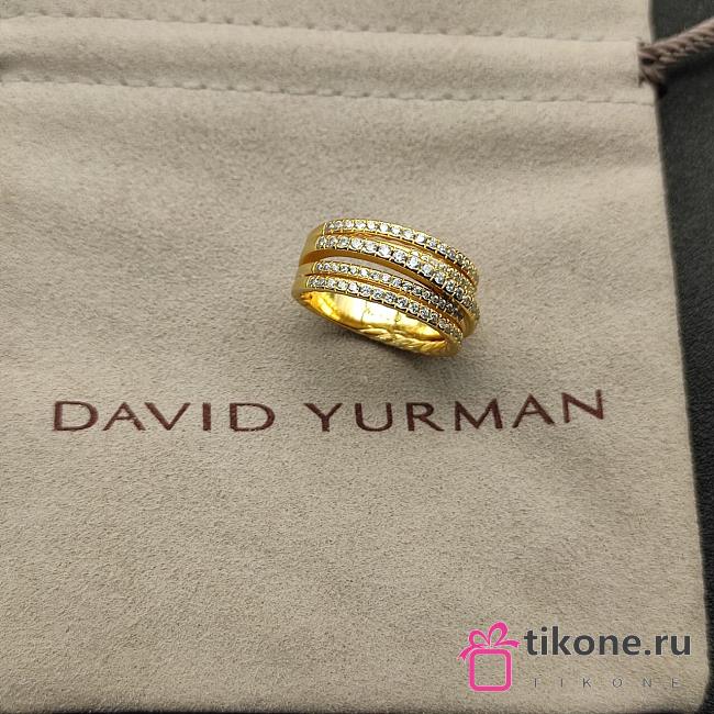 David Yurman Pave Crossover Ring 18k Yellow Gold With Diamonds 11mm - 1