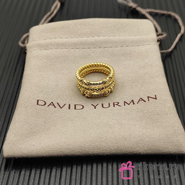 David Yurman Petite Helena Wrap Three Row Ring 18k Yellow Gold With Diamonds 12mm - 1