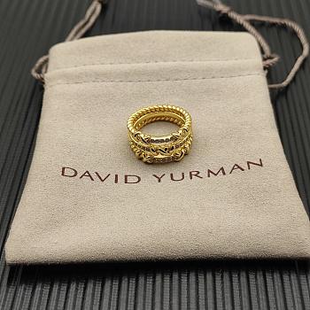 David Yurman Petite Helena Wrap Three Row Ring 18k Yellow Gold With Diamonds 12mm