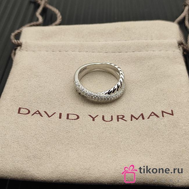 David Yurman Crossover Band Ring Sterling Silver With Diamonds 5.3mm - 1
