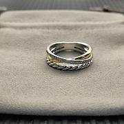 David Yurman Crossover Three Row Ring Sterling Silver with 18K Yellow Gold and Diamond 7mm - 1