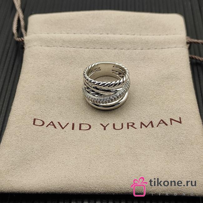 David Yurman Crossover Five Row Ring Sterling Silver With Diamonds 17.5mm - 1