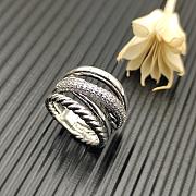 David Yurman Crossover Five Row Ring Sterling Silver With Diamonds 17.5mm - 4